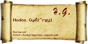 Hodos Györgyi névjegykártya